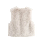 2025 new women's clothing European and American style fashion versatile French design faux fur short vest